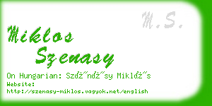 miklos szenasy business card